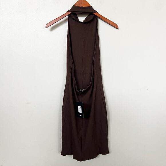 New FASHION NOVA Claire Halter Snatched Mini Dress - Coco Women’s SIZE L - Picture 4 of 9